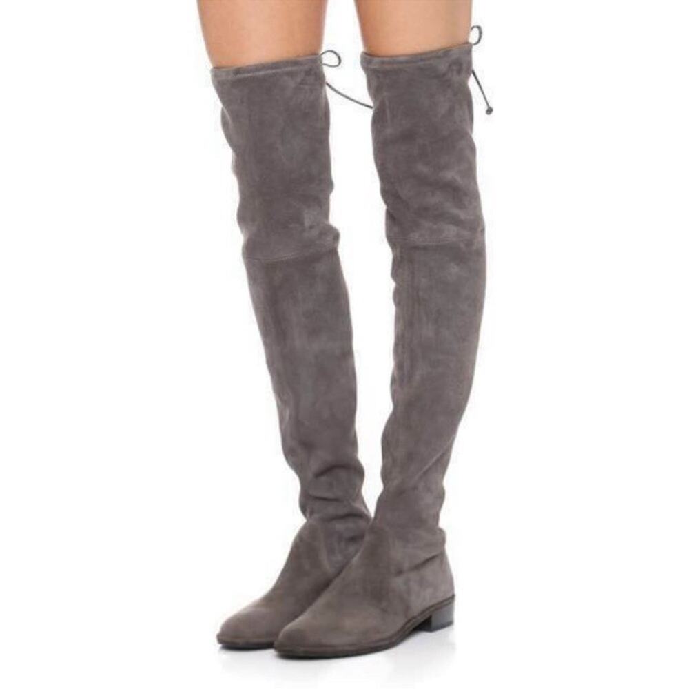 Stuart Weitzman Lowland Over-the-Knee Suede Boots Grey Size 7.5 OTK Minimalist - Picture 4 of 10